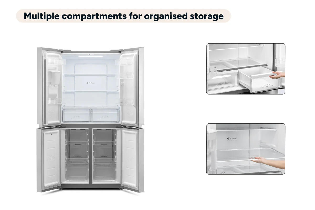 Kogan 490L French Door Fridge with Water Dispenser Stainless Steel - Image 8