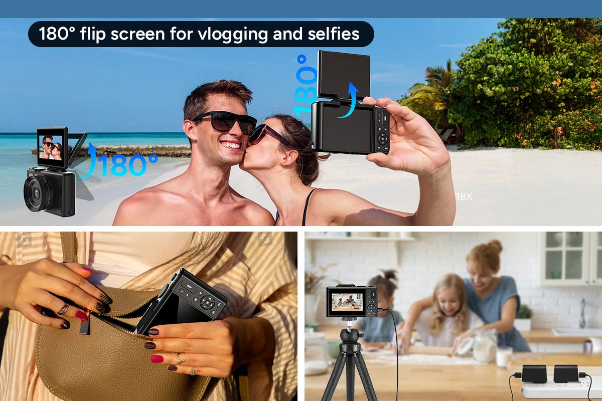 Kogan 5K 75MP Digital Vlogging Camera with Flip Screen & Dual Batteries - Image 5