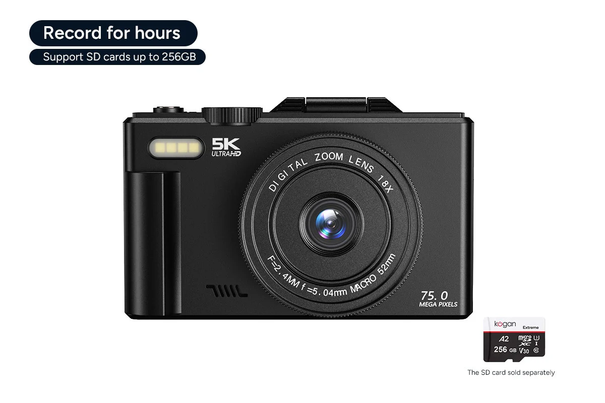 Kogan 5K 75MP Digital Vlogging Camera with Flip Screen & Dual Batteries - Image 8
