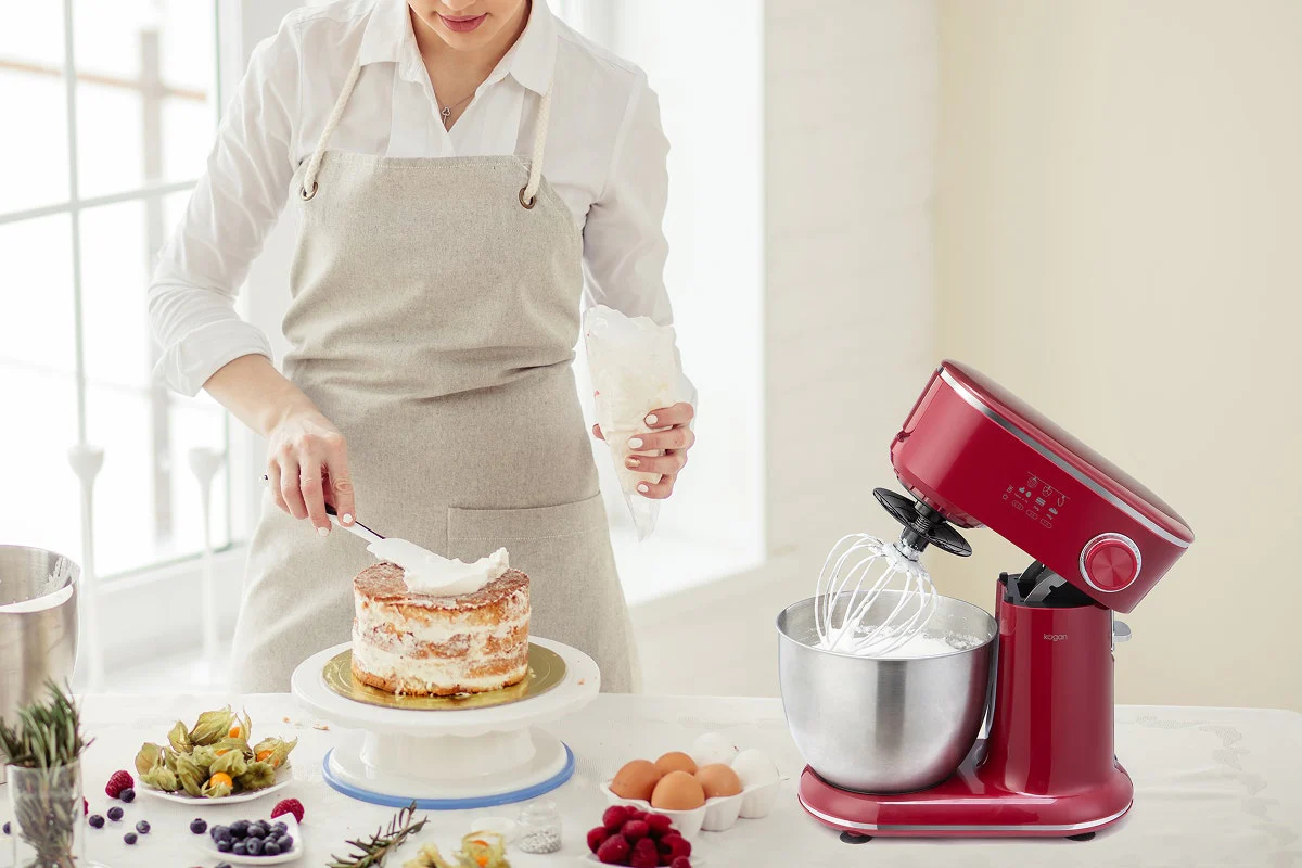 Kogan 5L Stand Mixer Red 12 Speed with Stainless Steel Bowl - Image 3