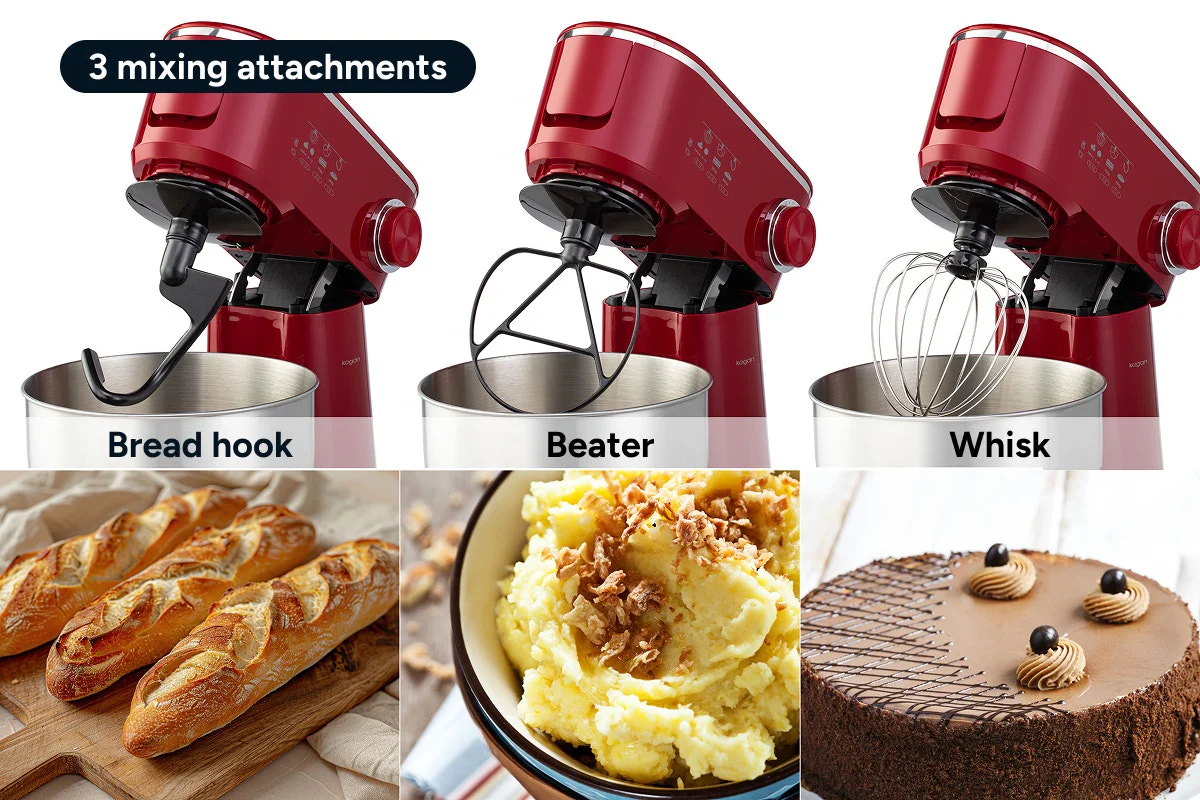 Kogan 5L Stand Mixer Red 12 Speed with Stainless Steel Bowl - Image 6