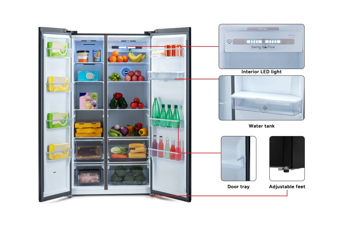 Kogan 631L Side by Side Fridge Black Stainless Steel Water Dispenser - Image 4
