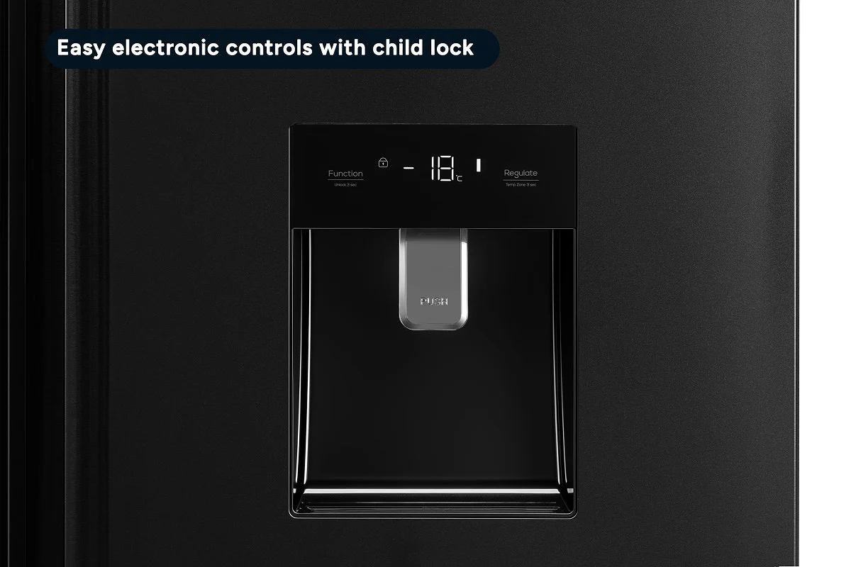 Kogan 631L Side by Side Fridge Black Stainless Steel Water Dispenser - Image 8