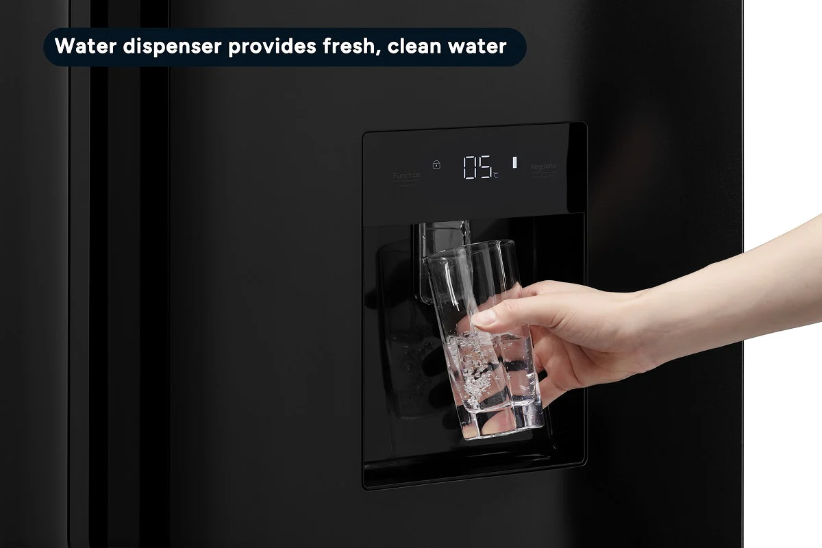 Kogan 631L Side by Side Fridge Black Stainless Steel Water Dispenser - Image 9
