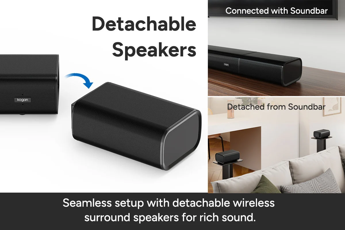 Kogan 7.1.4 Channel Dolby Atmos Soundbar with Surround Speakers - Image 5