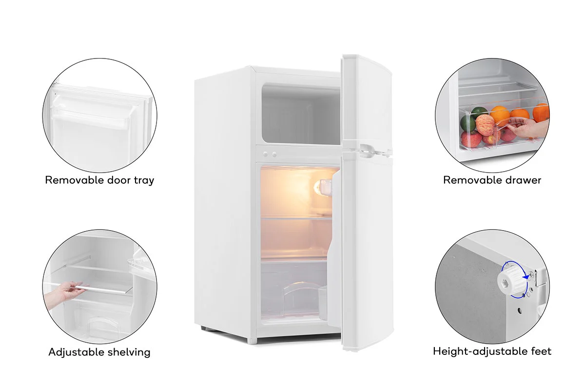 Kogan 85L Top Mount Fridge White Compact Quiet Reversible Door - Image 9