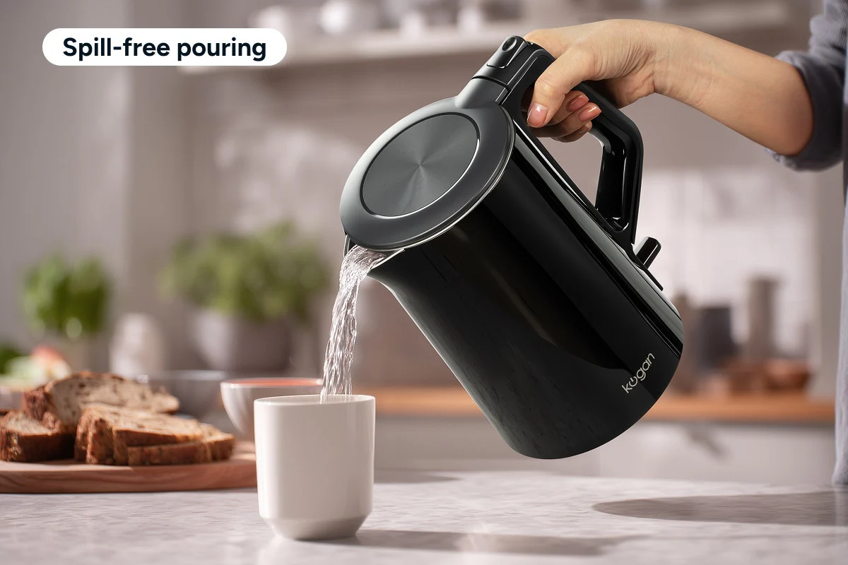 Kogan Double Wall Kettle 1.5L Black - Cool-Touch Stainless Steel Design - Image 7