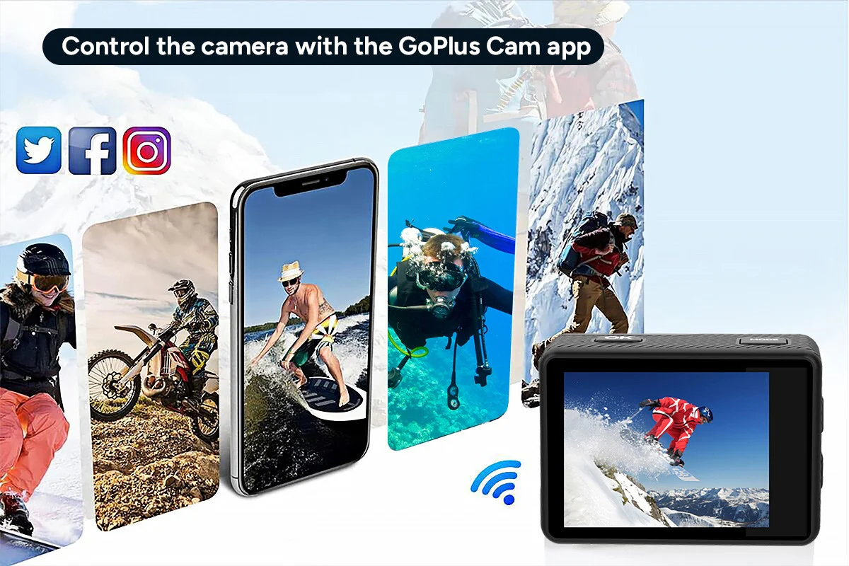 Kogan Dual Screen 1080P Wi Fi Action Camera with Waterproof Case - Image 6