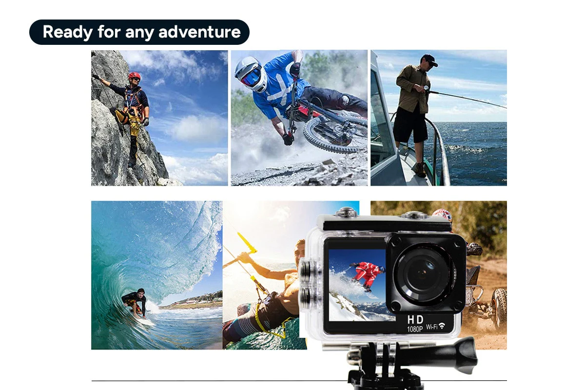 Kogan Dual Screen 1080P Wi Fi Action Camera with Waterproof Case - Image 7