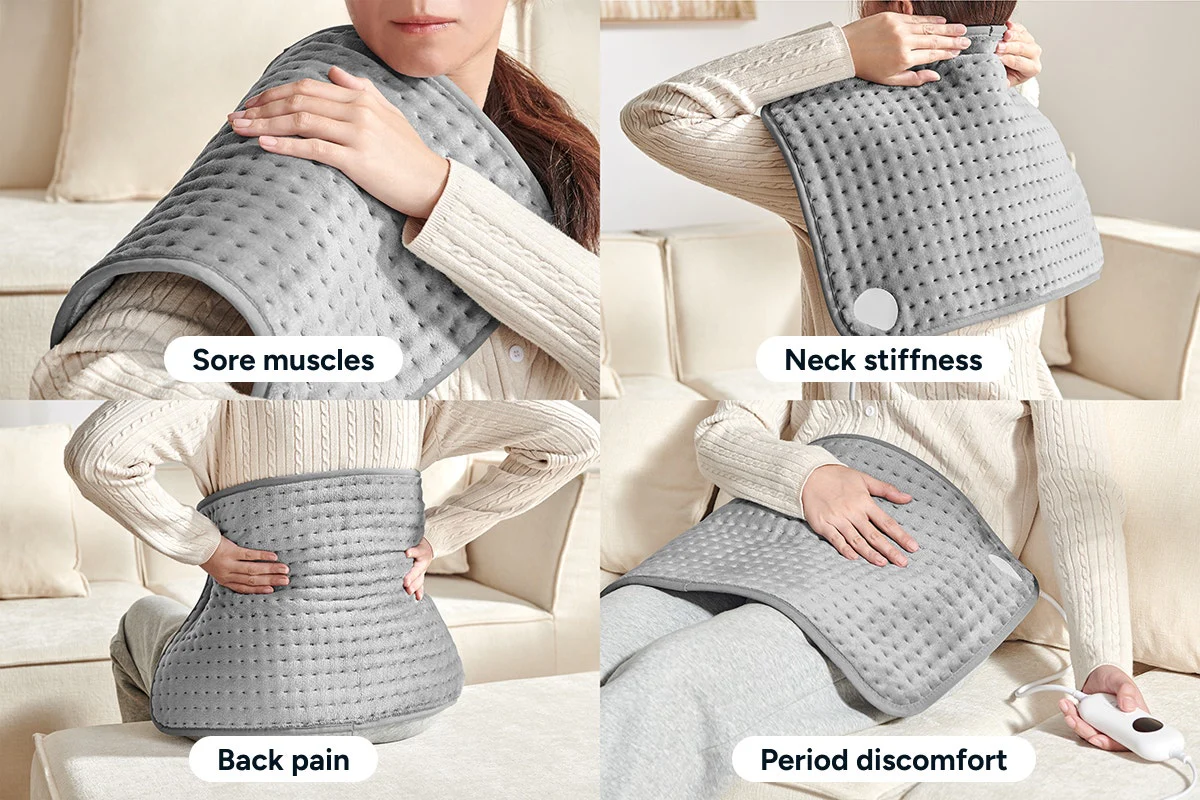 Kogan Electric Heating Pad Charcoal 35 x 60cm 6 Heat Settings - Image 3