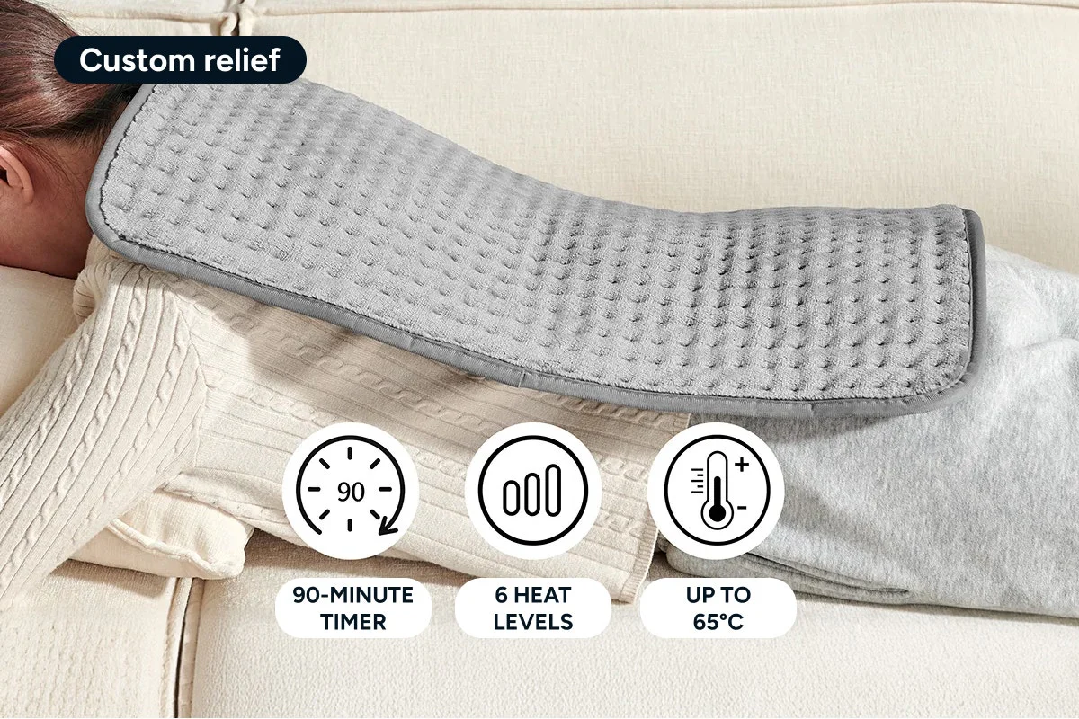 Kogan Electric Heating Pad Charcoal 35 x 60cm 6 Heat Settings - Image 4