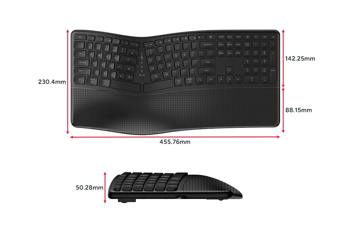 Kogan Ergo Pro Wireless Split Keyboard 2.4GHz Bluetooth Ergonomic - Image 16