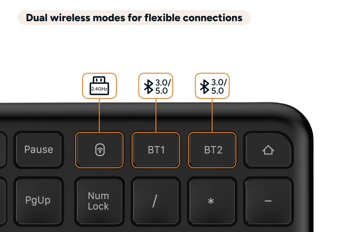 Kogan Ergo Pro Wireless Split Keyboard 2.4GHz Bluetooth Ergonomic - Image 4