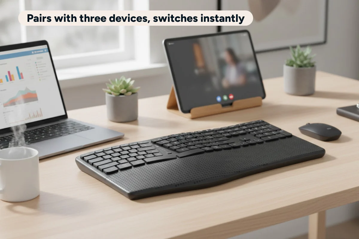 Kogan Ergo Pro Wireless Split Keyboard 2.4GHz Bluetooth Ergonomic - Image 5