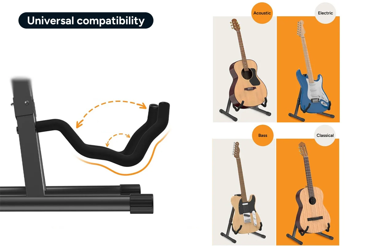 Folding A-Shape Guitar Stand - Lightweight, Adjustable, Portable - Image 5