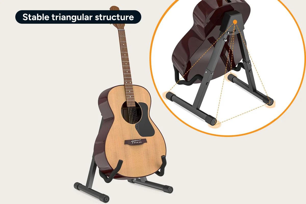 Folding A-Shape Guitar Stand - Lightweight, Adjustable, Portable - Image 7