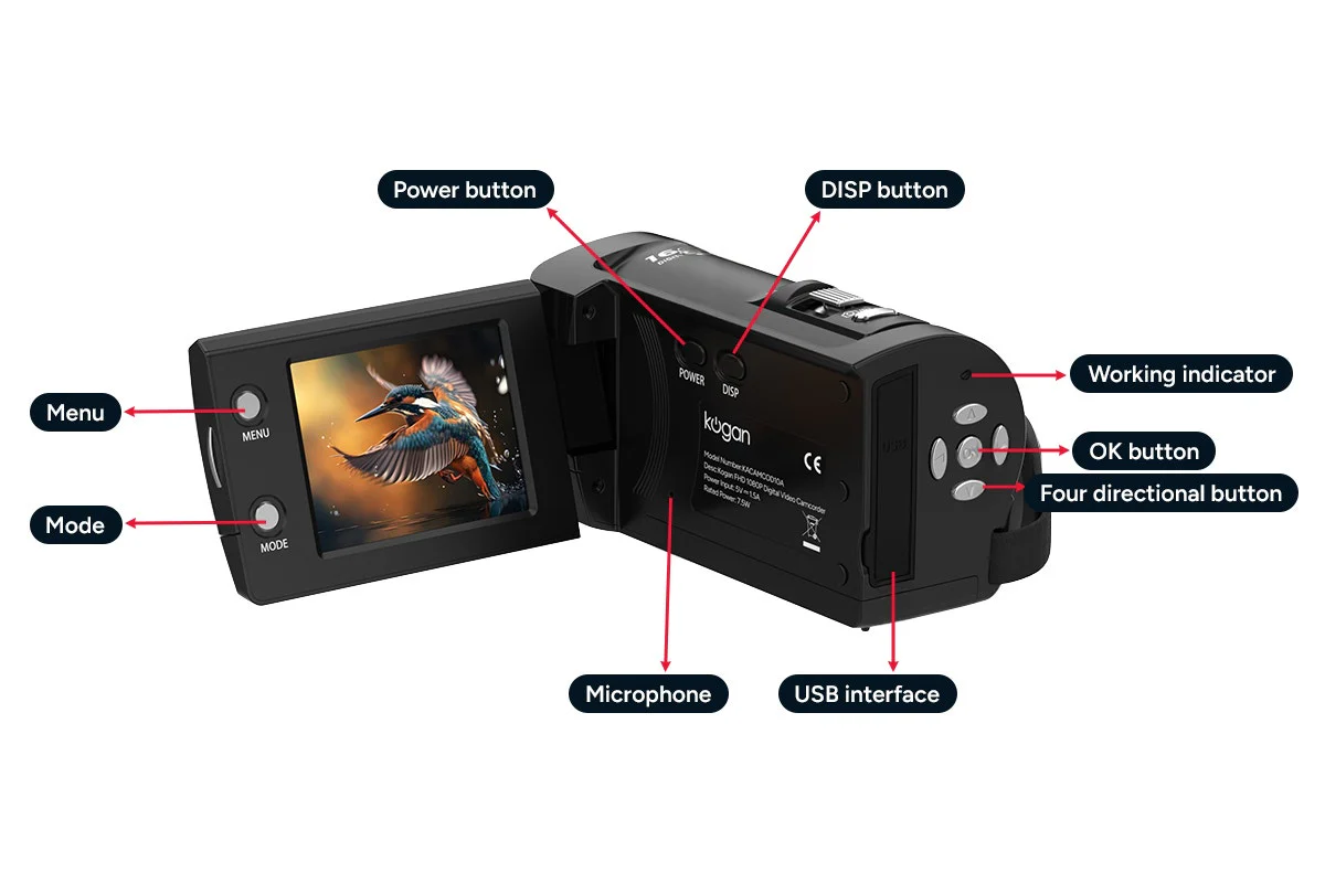 Kogan Full HD Digital Camcorder with 16x Zoom & Rotatable Screen - Image 13