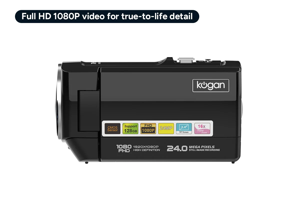 Kogan Full HD Digital Camcorder with 16x Zoom & Rotatable Screen - Image 4