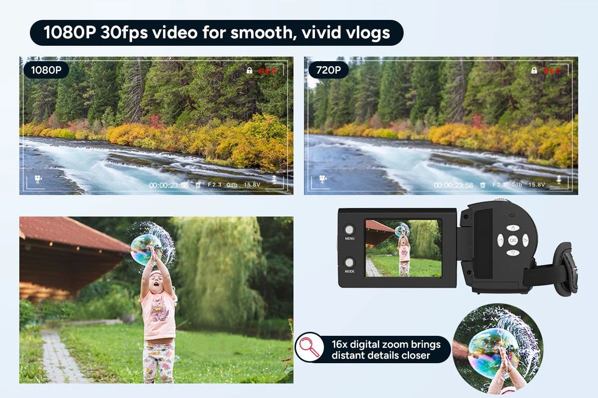 Kogan Full HD Digital Camcorder with 16x Zoom & Rotatable Screen - Image 7