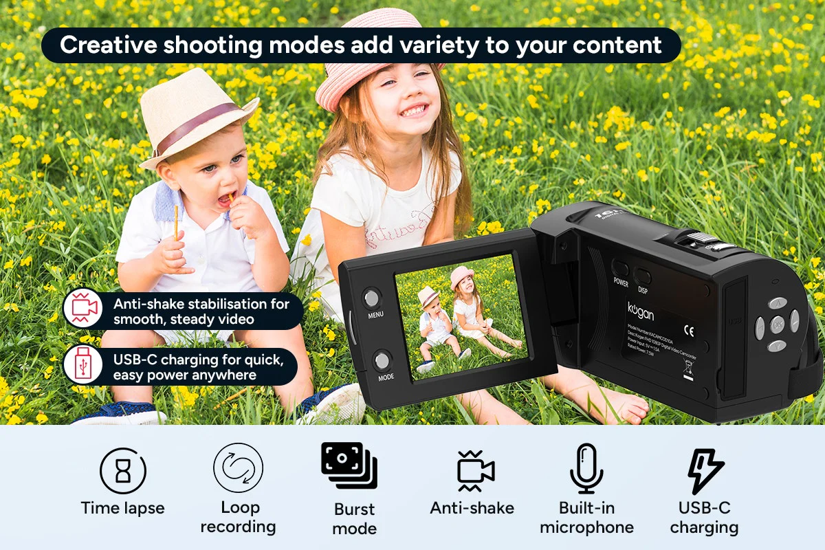 Kogan Full HD Digital Camcorder with 16x Zoom & Rotatable Screen - Image 8