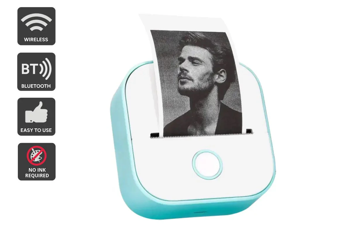 Kogan Mini Inkless Printer and Sticker Maker Green Bluetooth