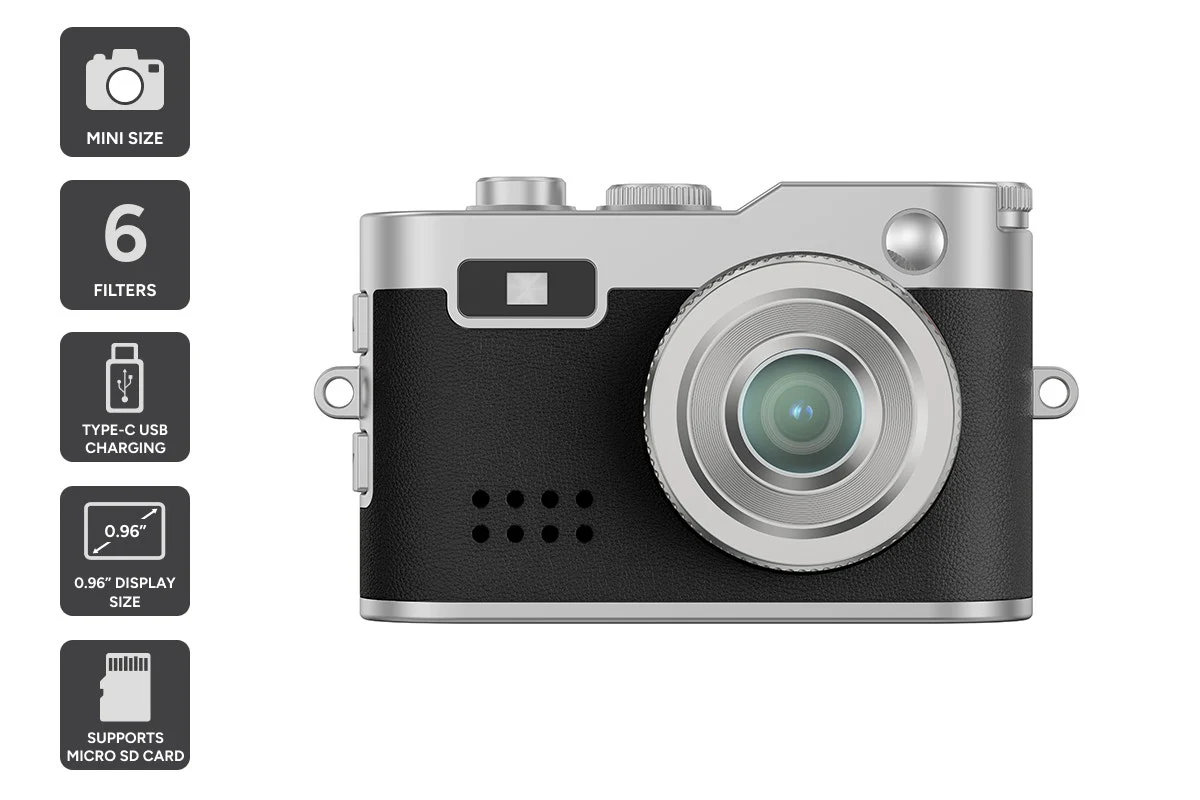Kogan Mini Keychain Camera - Retro Black, 1080P HD, Compact Design