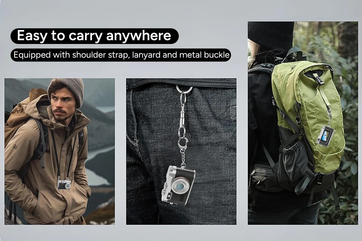 Kogan Mini Keychain Camera - Retro Black, 1080P HD, Compact Design - Image 12
