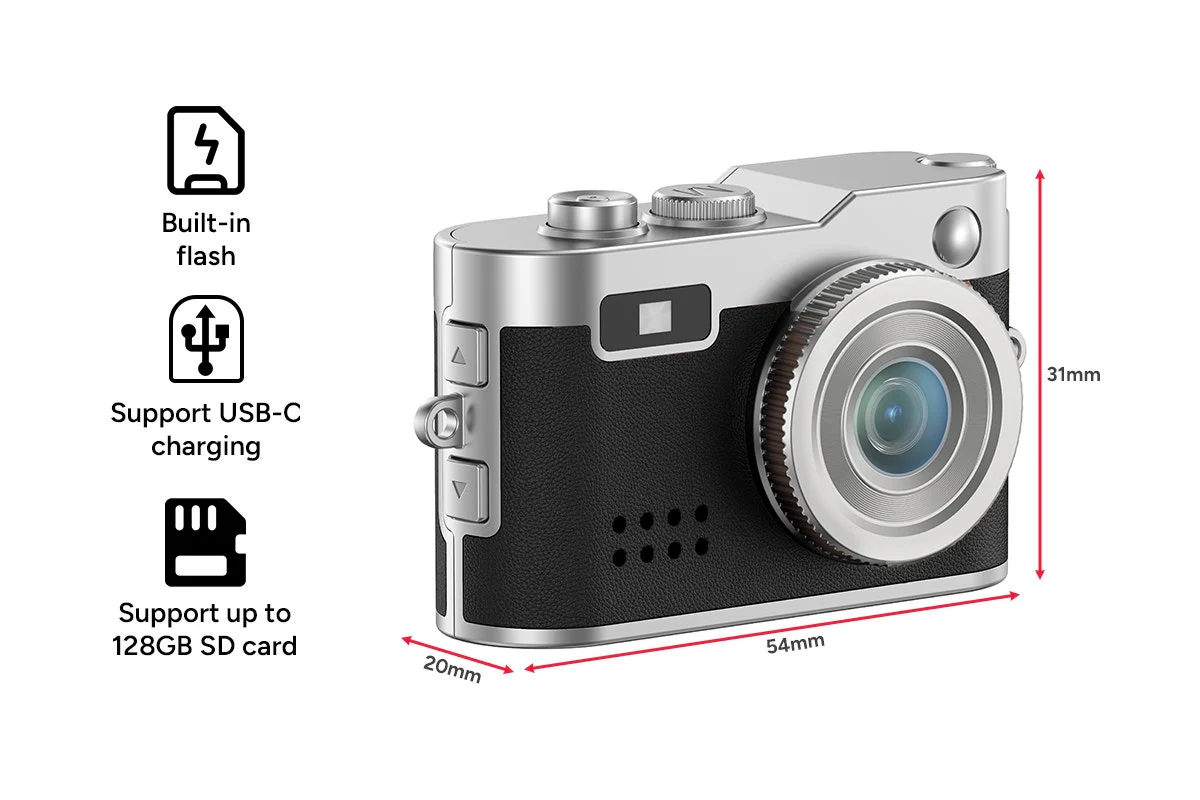 Kogan Mini Keychain Camera - Retro Black, 1080P HD, Compact Design - Image 24