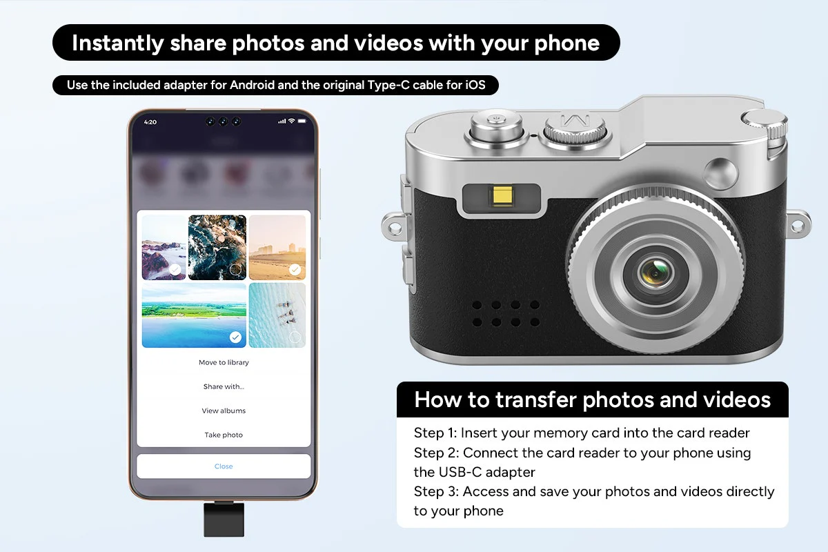 Kogan Mini Keychain Camera - Retro Black, 1080P HD, Compact Design - Image 9