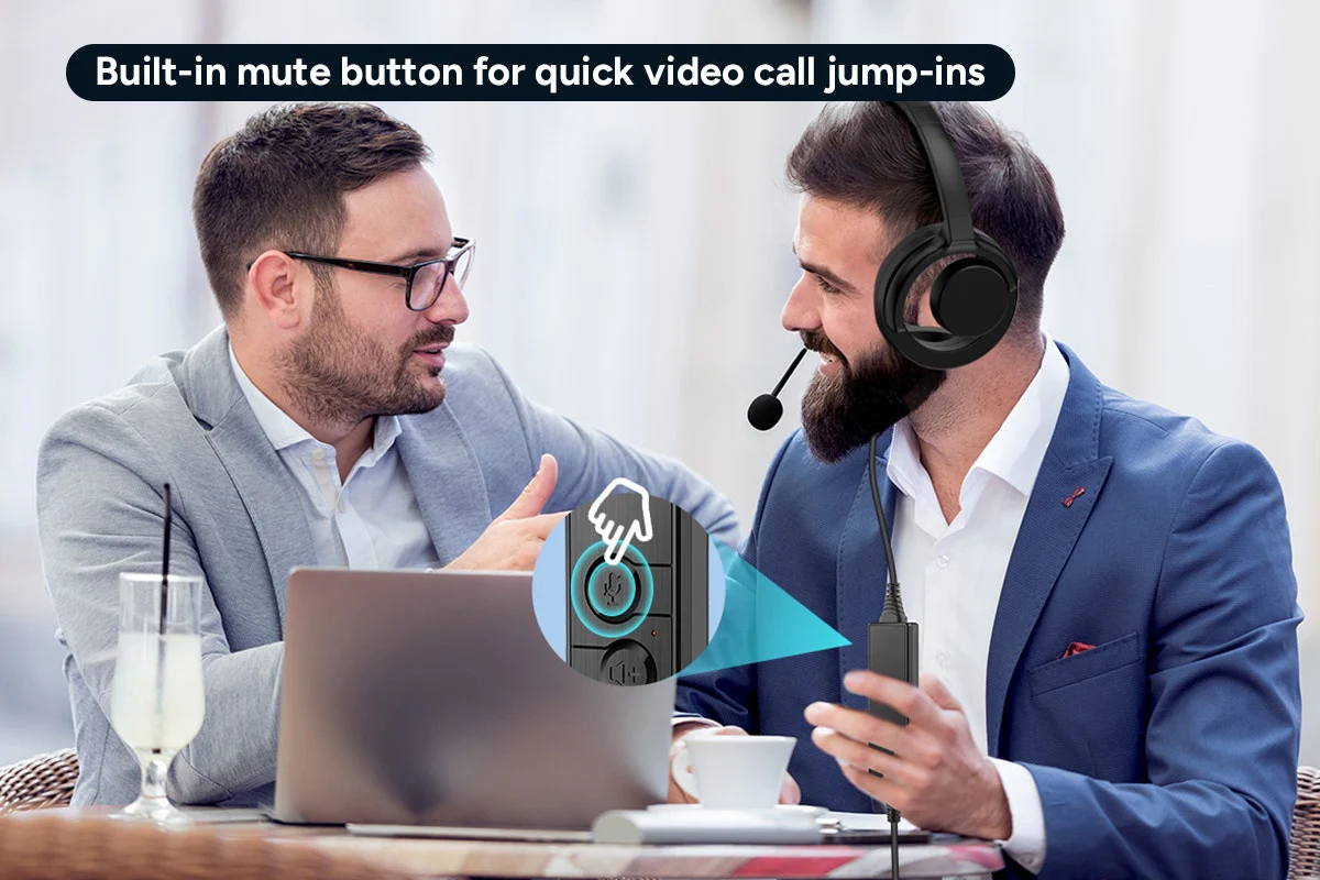 Kogan Noise-Cancelling Office Headset with ENC Microphone & Controls - Image 6