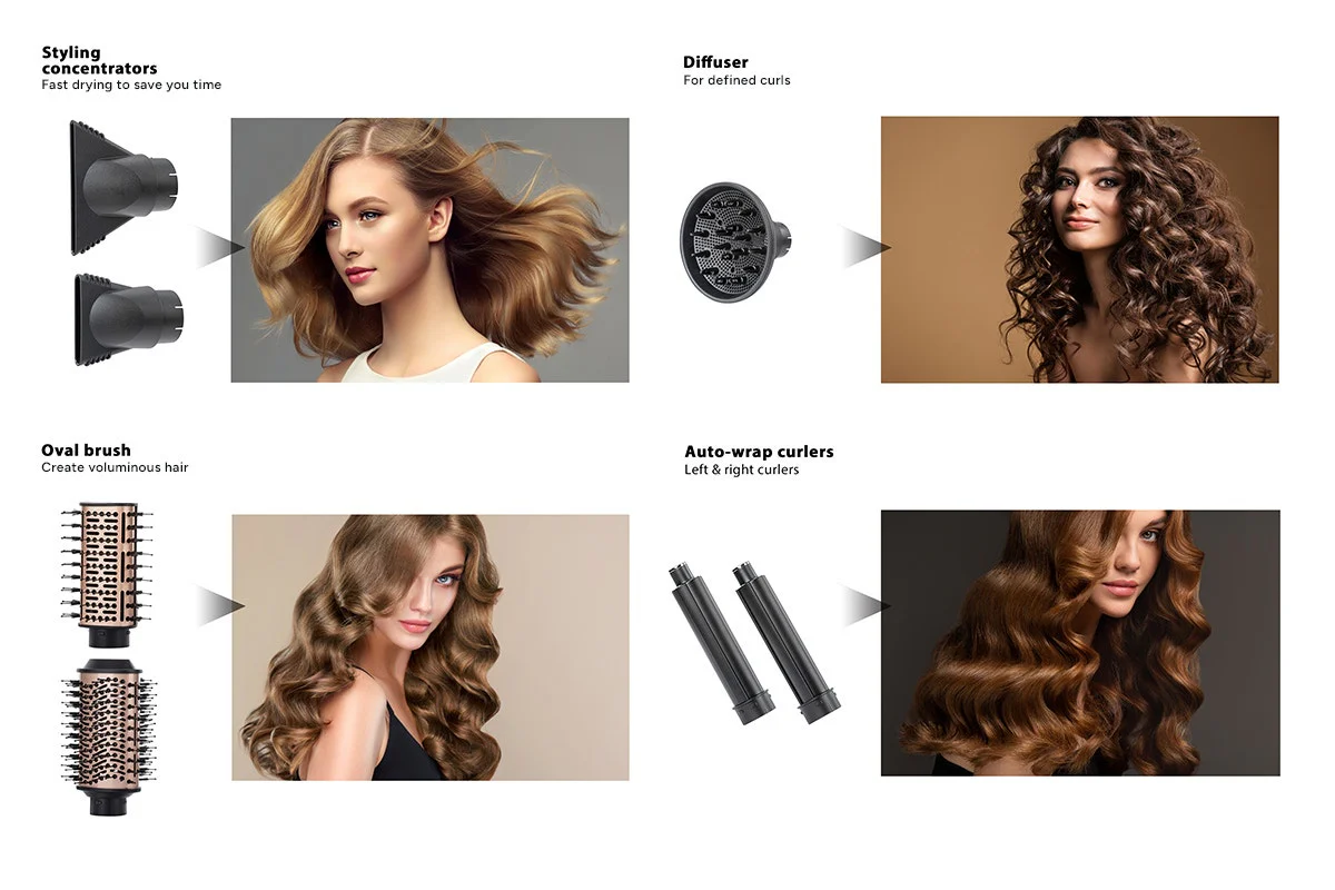 Kogan SalonPro 7 in 1 Hair Styler Black BLDC Auto Curling Set - Image 4