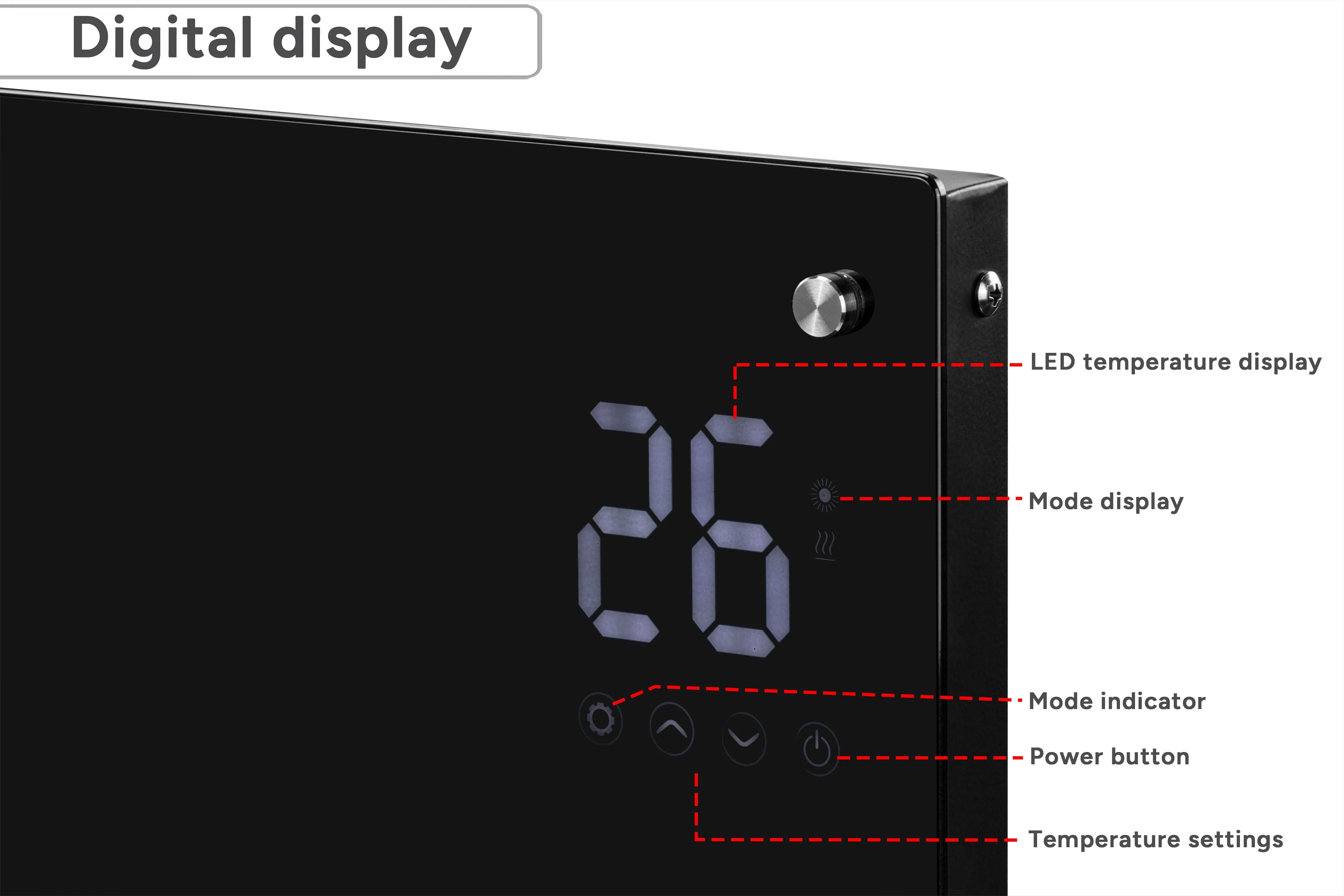 Kogan SmarterHome 1500W Premium Glass Panel Heater Black - Image 4