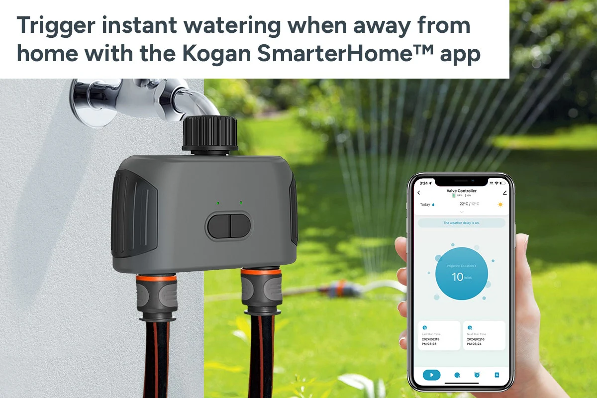 Kogan SmarterHome Bluetooth Garden Irrigation Water Timer Dual Outlet - Image 4