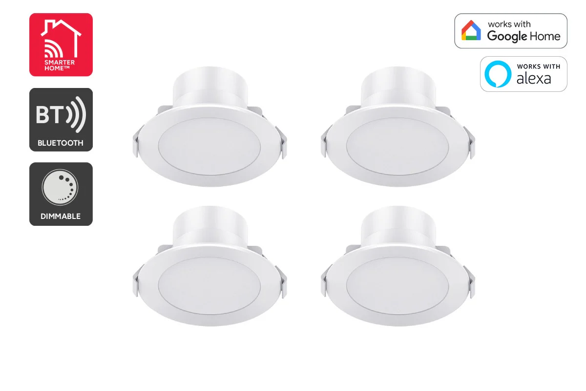 Kogan SmarterHome Smart RGB CCT Bluetooth Mesh LED Downlight 4 Pack