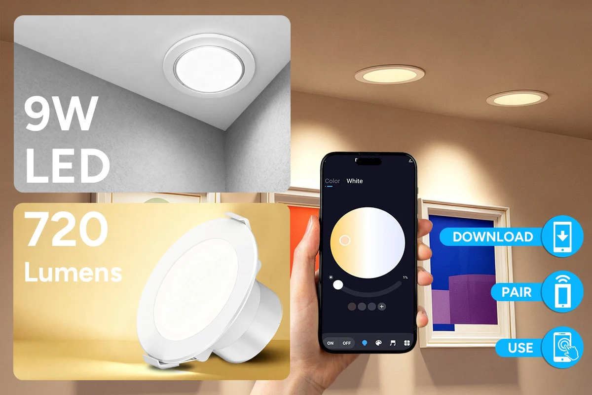 Kogan SmarterHome Smart RGB CCT Bluetooth Mesh LED Downlight - Image 8