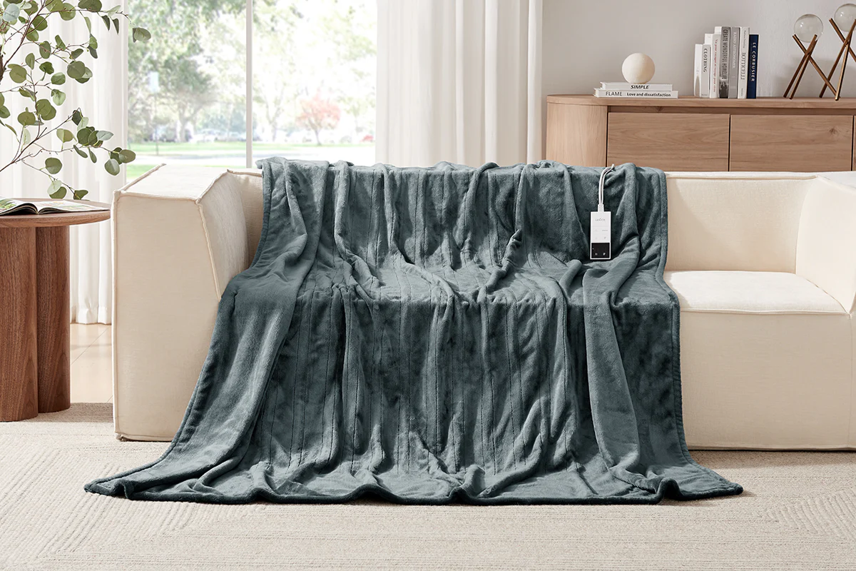 Kogan Washable Electric Heated Throw Blanket Charcoal 160 x 130cm - Image 7