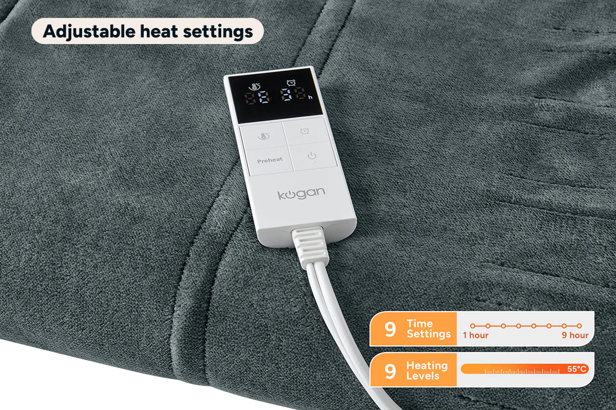 Kogan Washable Electric Heated Throw Blanket Charcoal 160 x 130cm - Image 9