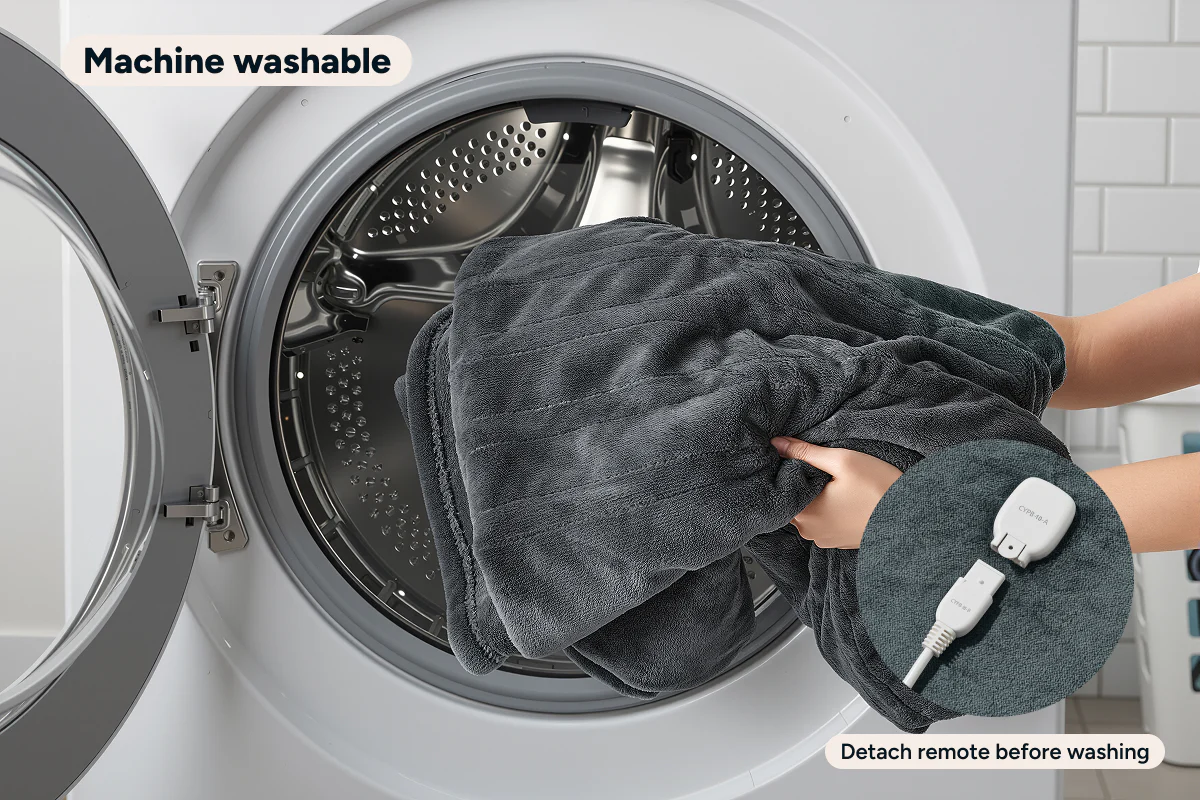 Kogan Washable Electric Heated Throw Blanket Charcoal 200 x 180cm - Image 10