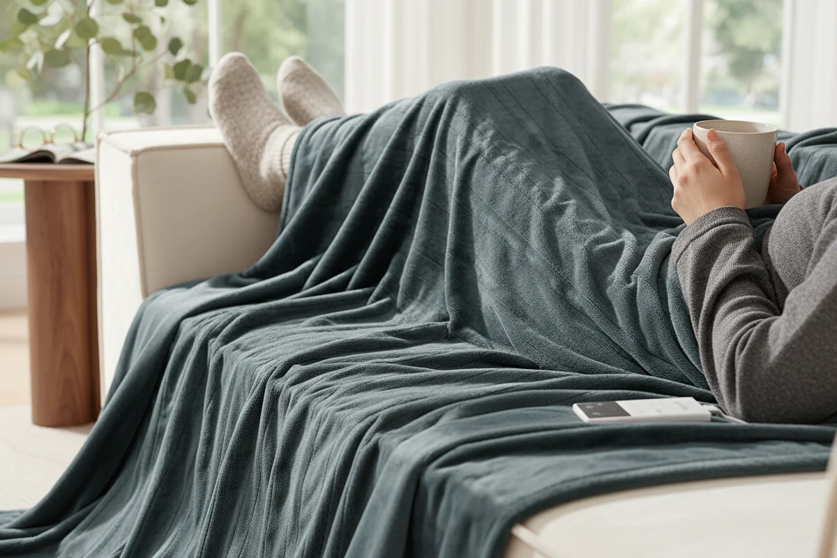 Kogan Washable Electric Heated Throw Blanket Charcoal 200 x 180cm - Image 3