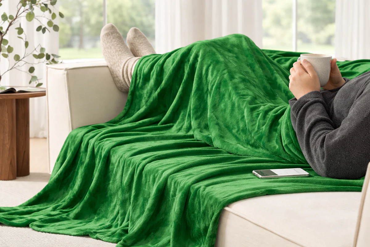 Kogan Washable Electric Heated Throw Blanket Green 200 x 180cm - Image 3