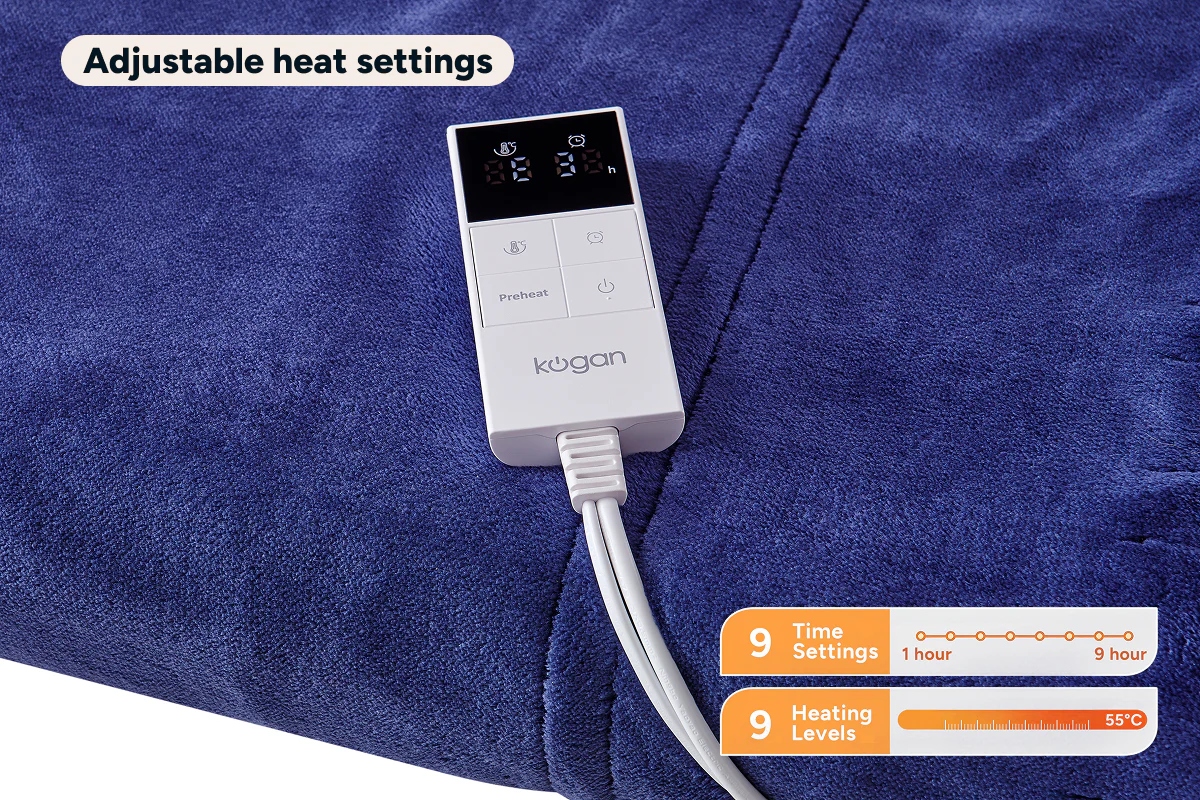 Kogan Washable Electric Heated Throw Blanket Navy 160 x 130cm - Image 6