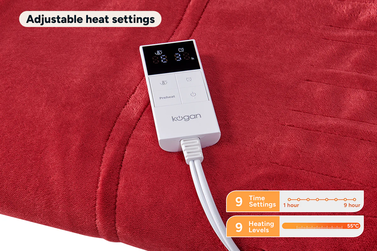 Kogan Washable Electric Heated Throw Blanket Red 160 x 130cm - Image 6