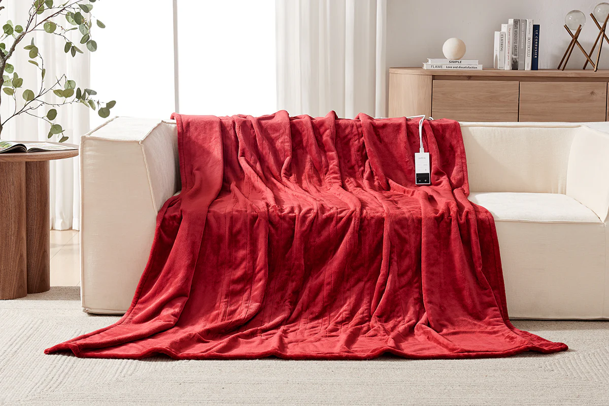 Kogan Washable Electric Heated Throw Blanket Red 200 x 180cm - Image 4