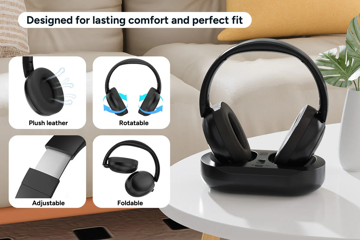 Kogan Wireless TV Headphones with Dock - Low Latency & Comfort Fit - Image 8