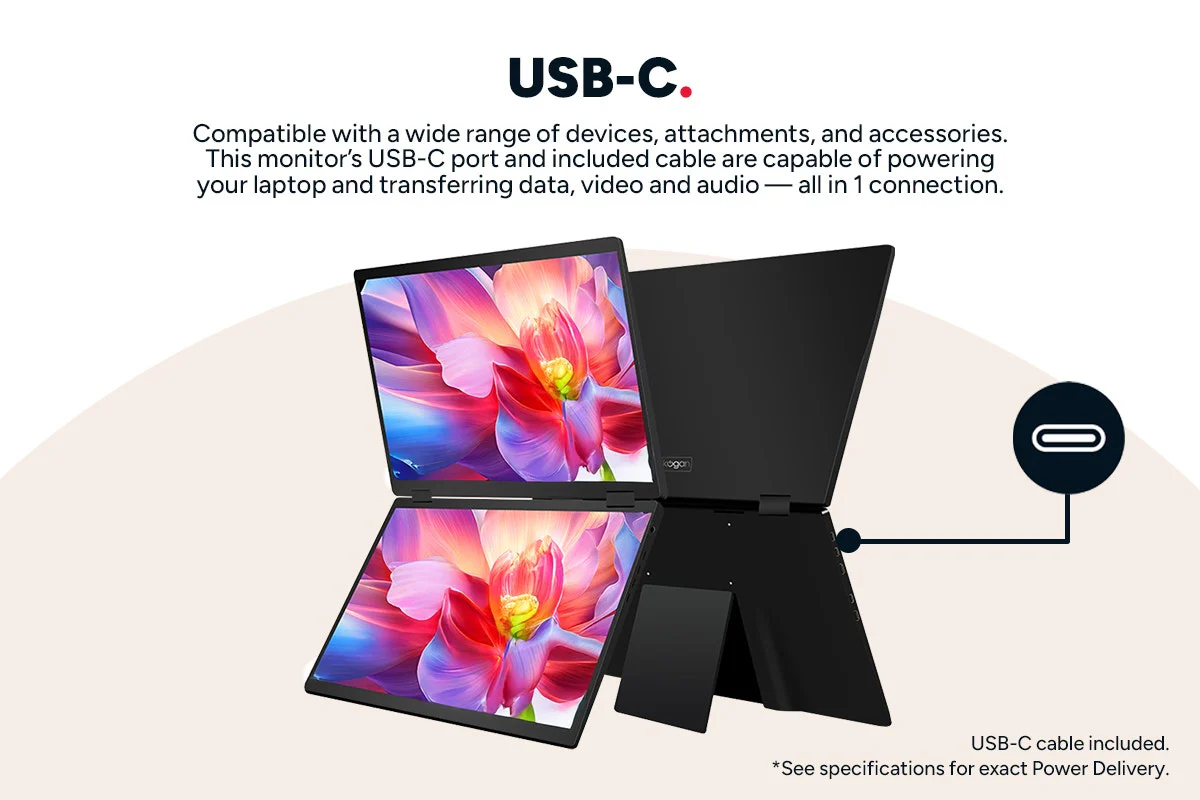 Kogan XPRESSO 16 Inch QHD Plus 2.5K Dual Screen USB C Monitor - Image 3