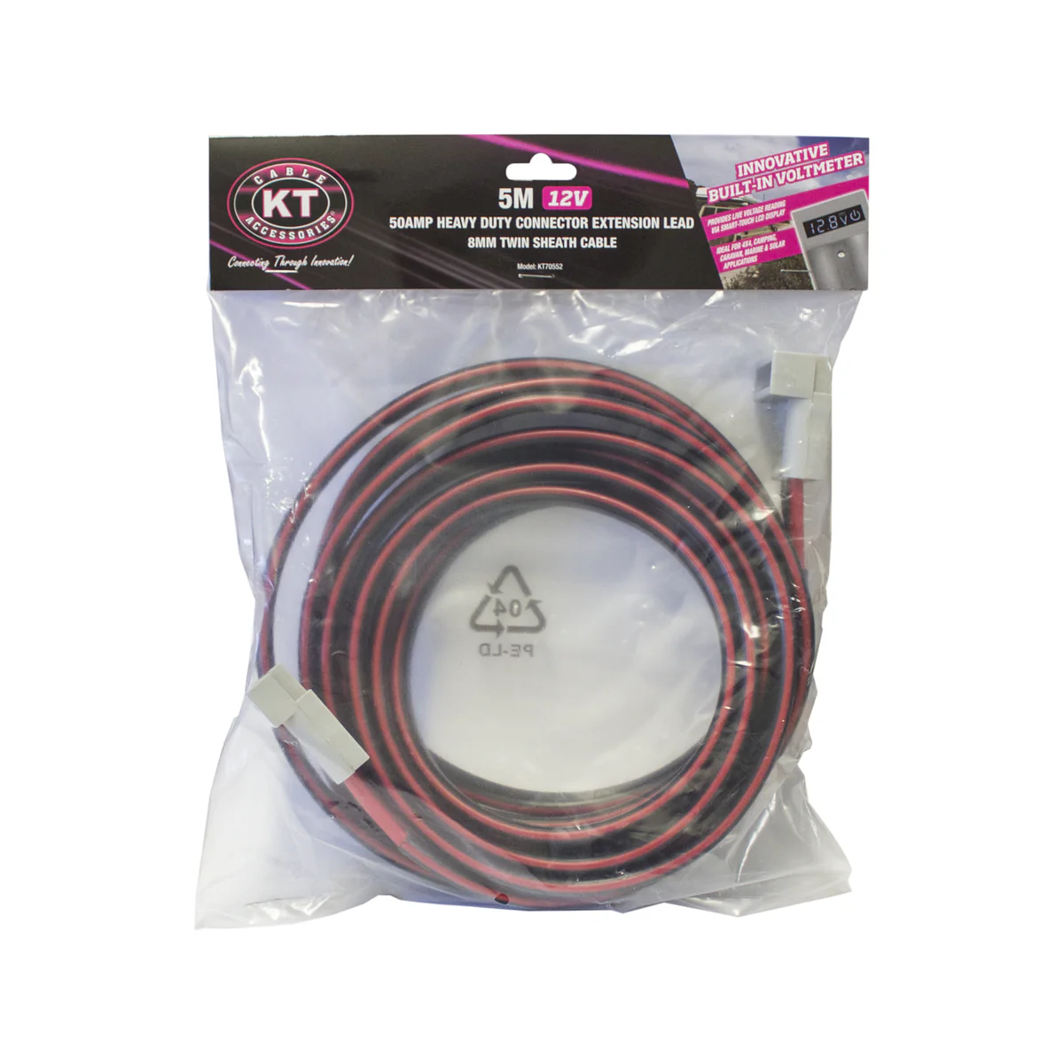 Kt Solar 5m Extension Lead HD Connector 50A - Voltmeter - Grey - Image 2