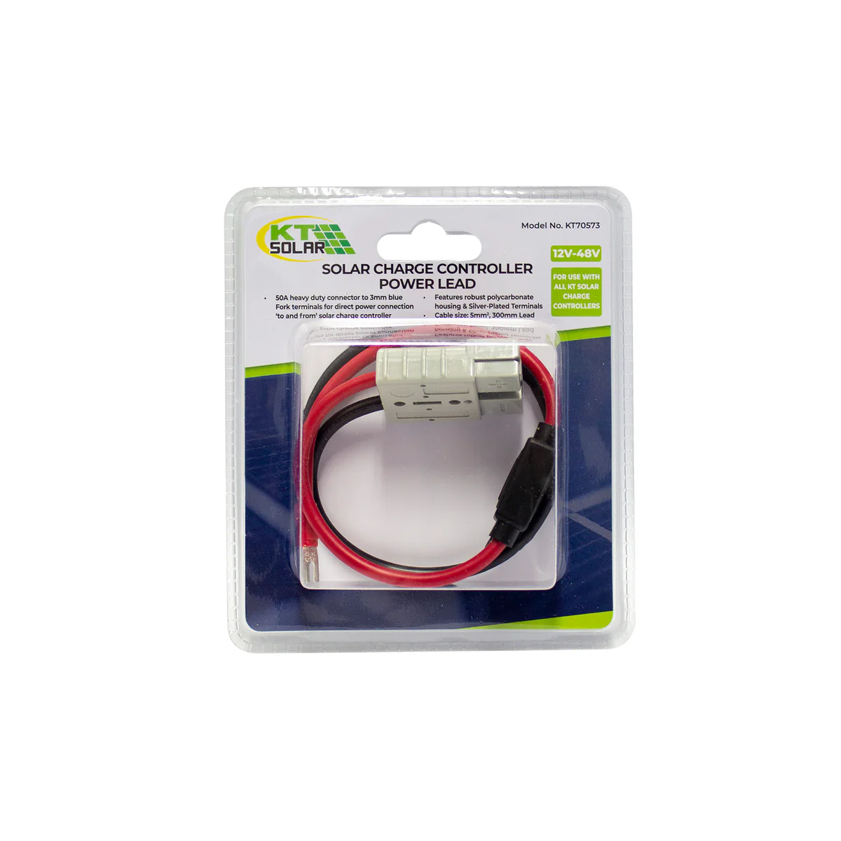 KT Solar HD Connector 50A - 300mm Cable - 20A Fuse - Grey - Image 2