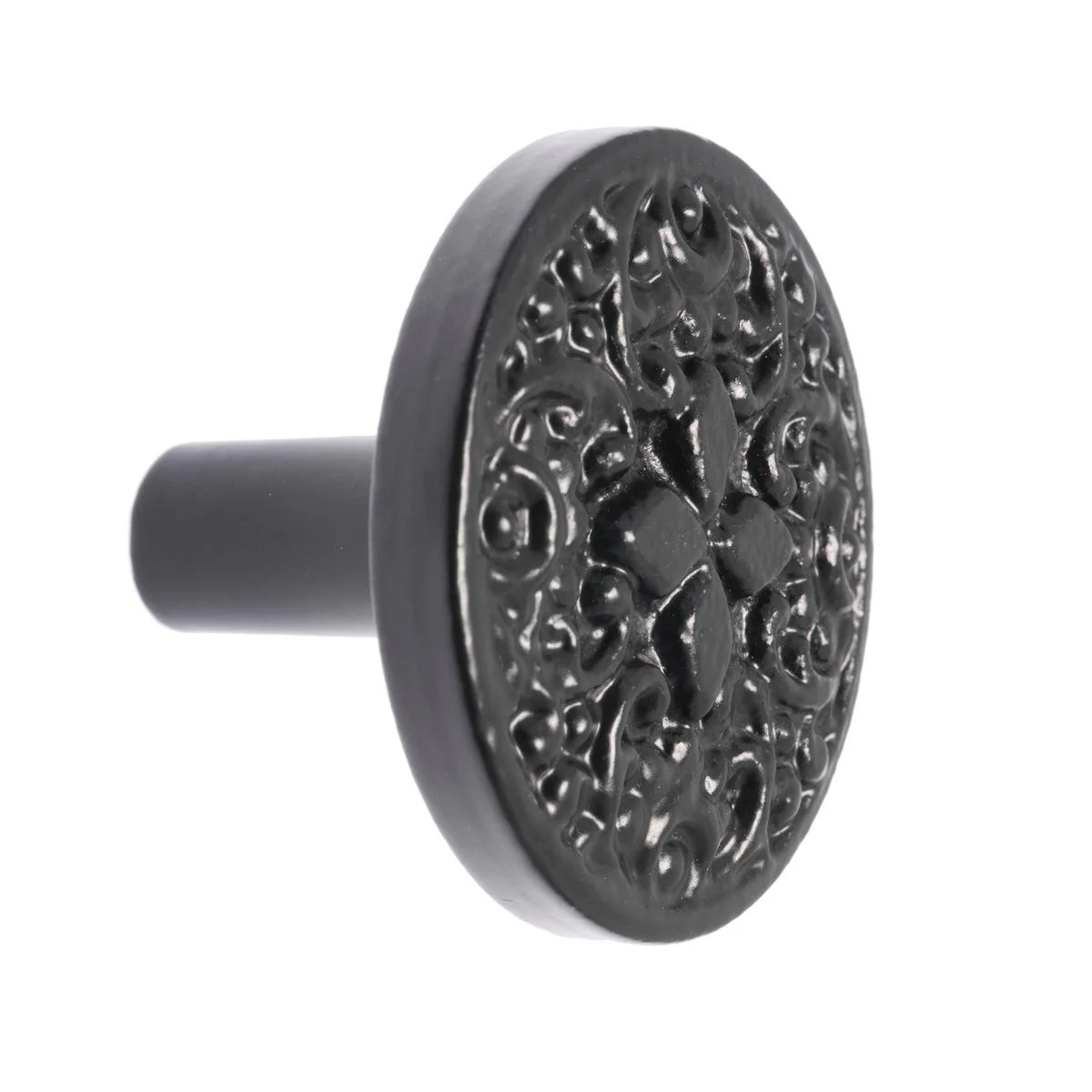 Lane Black Round Iron Knob - 40.97mm x 31.78mm x 40.97mm - Matte Black