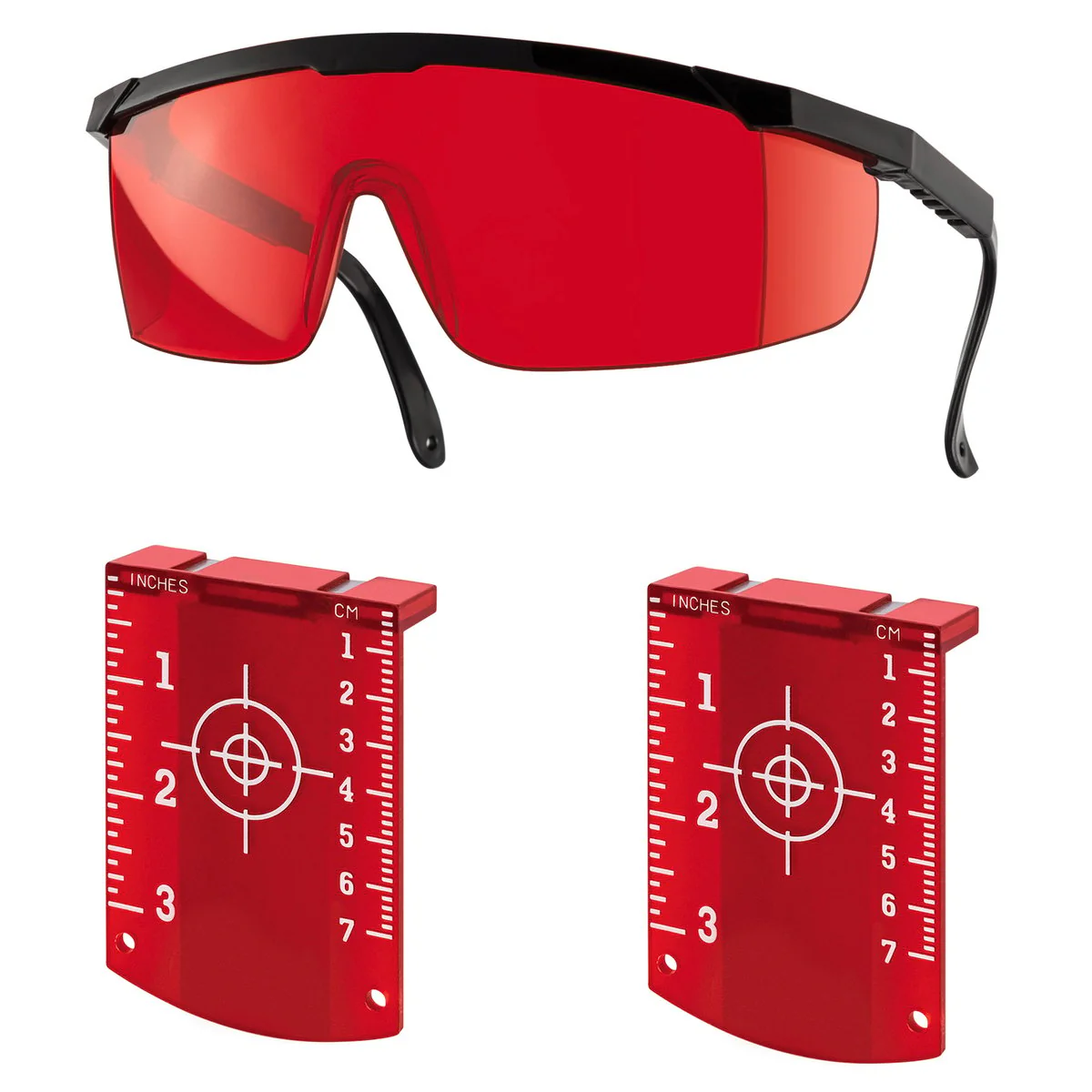 Lasertec Red Laser Targets and Glasses Combo Pack - 70mm x 97mm - Plastic