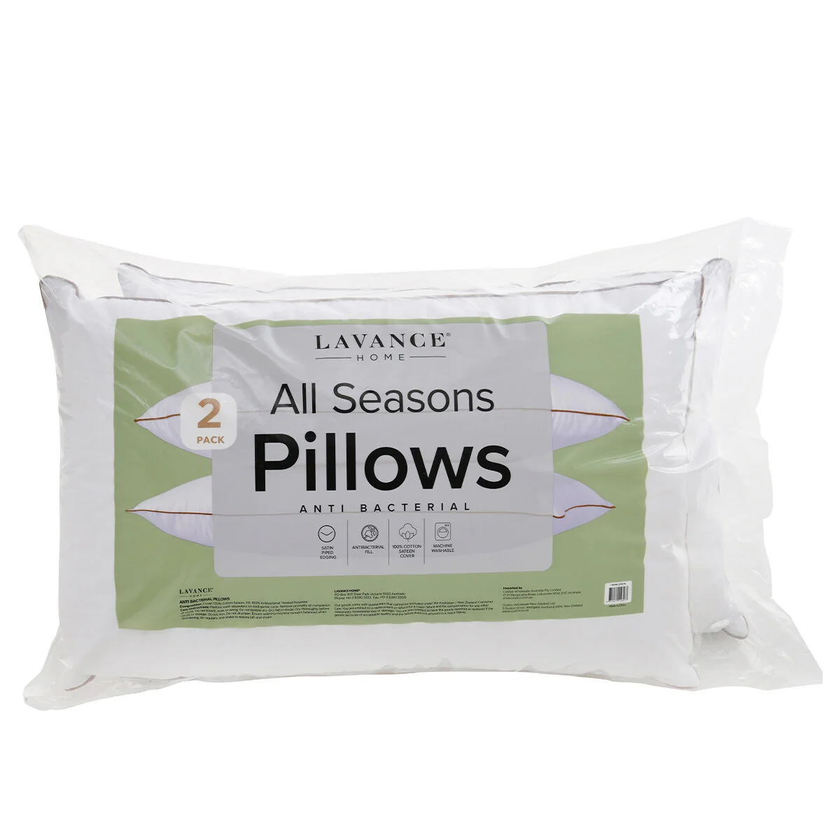 Lavance Antibacterial Pillow 2 Pack All-Season White/Copper Gold - Image 3